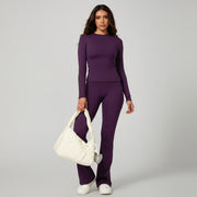 Long‑Sleeve Top & Flare Leggings 2‑Piece Active Set