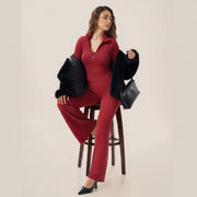 Zip‑Up Cropped Jacket & High Waist Flare Pants Activewear 2‑Piece Set