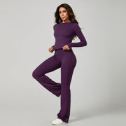Long‑Sleeve Top & Flare Leggings 2‑Piece Active Set