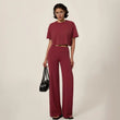 Oversized Crop Top & High Waist Wide Leg Pants Active Set