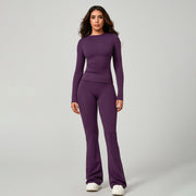 Long‑Sleeve Top & Flare Leggings 2‑Piece Active Set