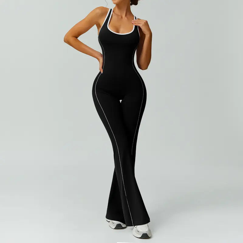 TimeOFF Women's Two-Piece Open-Back Tank & Flared Leggings Set