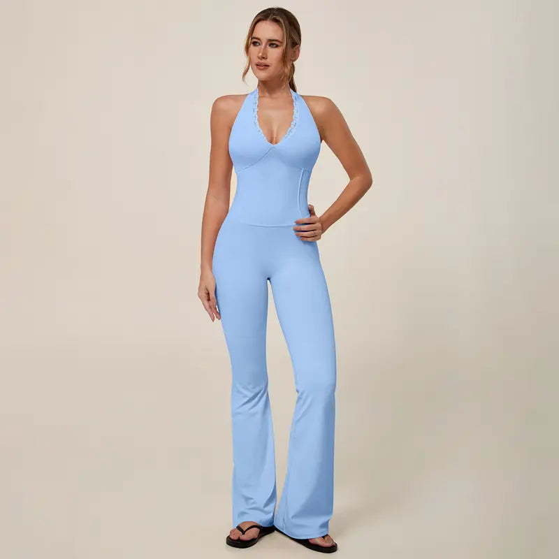 TIMEOFF Women's Backless Halter Sporty Jumpsuit