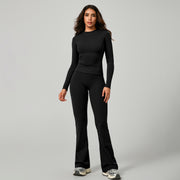 Long‑Sleeve Top & Flare Leggings 2‑Piece Active Set