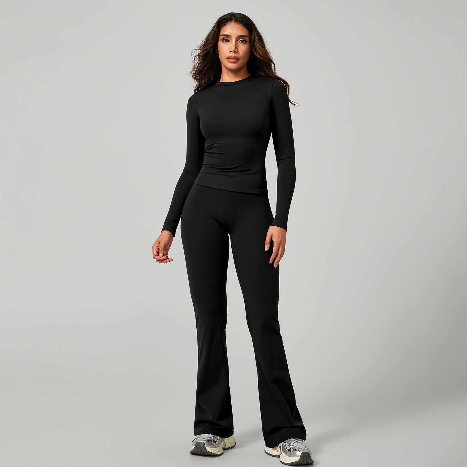 Long‑Sleeve Top & Flare Leggings 2‑Piece Active Set