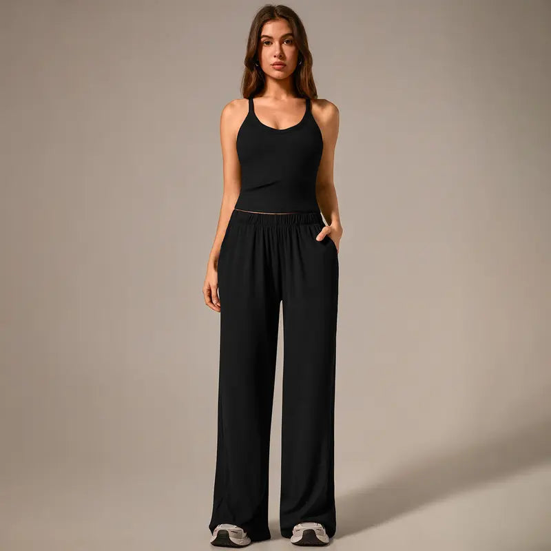 TimeOFF Women's Ribbed Two-Piece Set