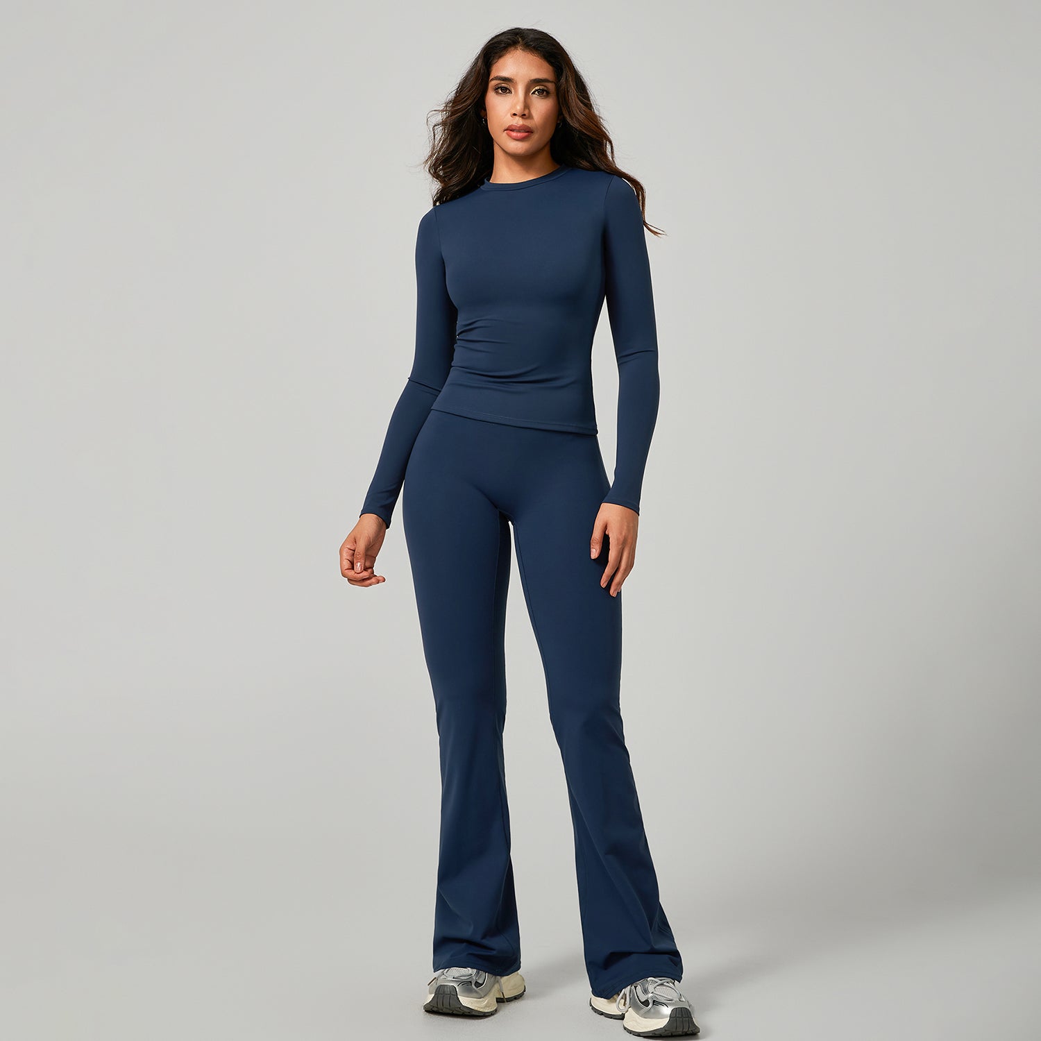 Long‑Sleeve Top & Flare Leggings 2‑Piece Active Set