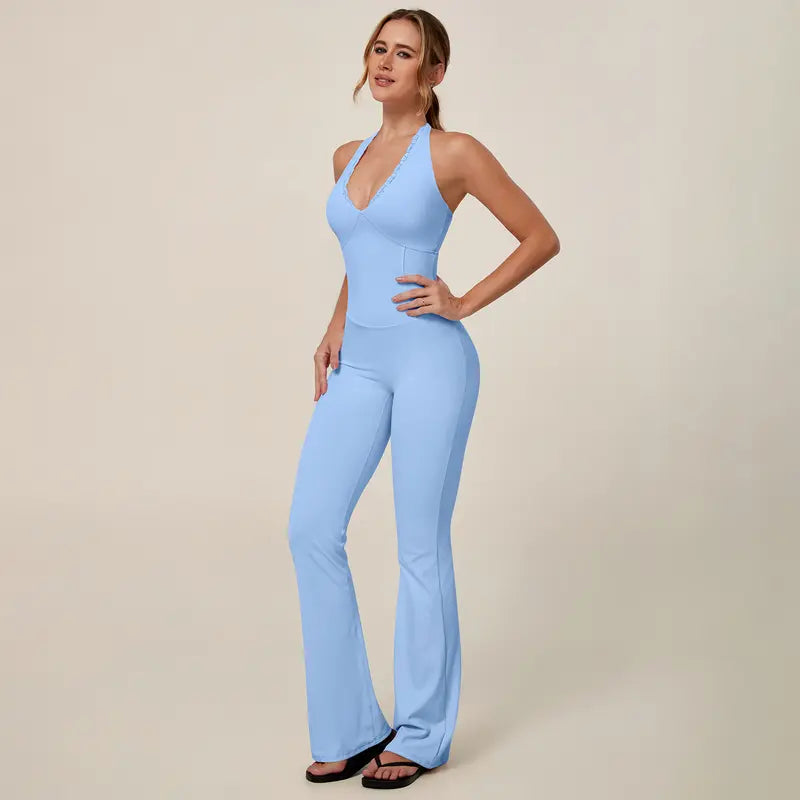 TIMEOFF Women's Backless Halter Sporty Jumpsuit