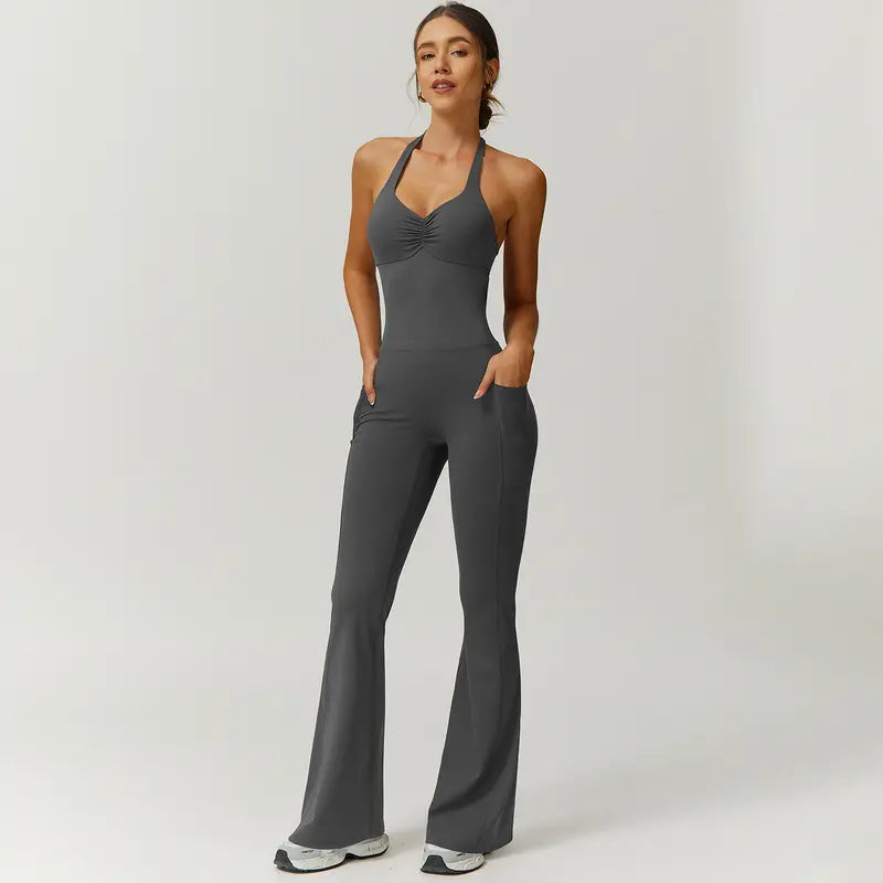 TimeOFF Women's Halter Neck Jumpsuit