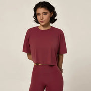 Oversized Crop Top & High Waist Wide Leg Pants Active Set