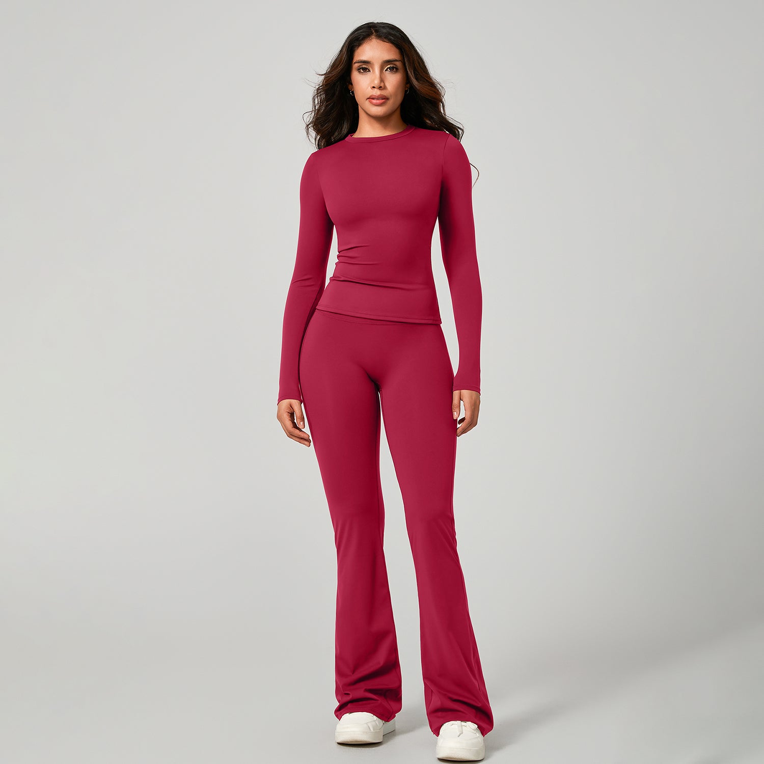 Long‑Sleeve Top & Flare Leggings 2‑Piece Active Set
