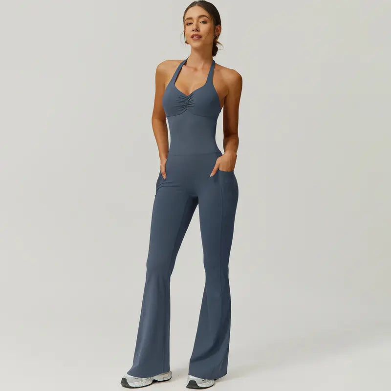 TimeOFF Women's Halter Neck Jumpsuit