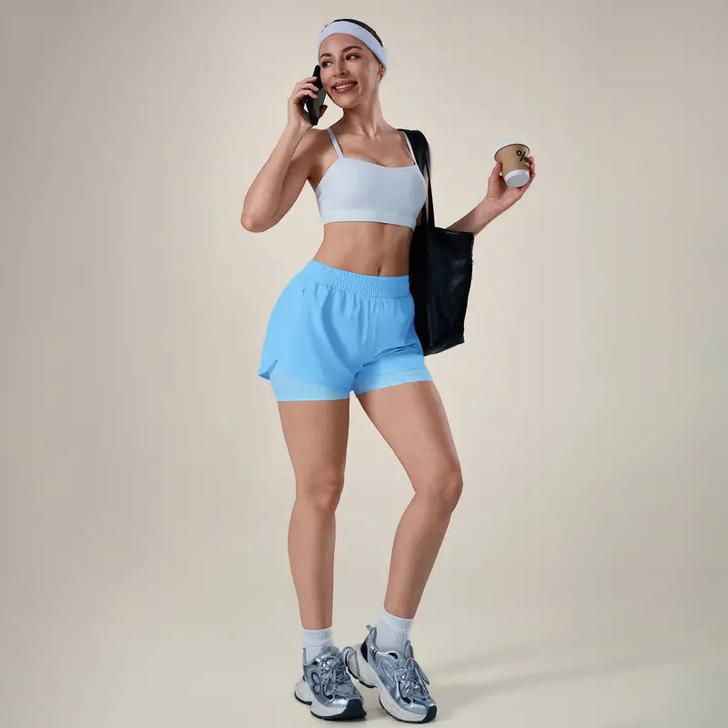 TIMEOFF Women's 2-in-1 High Waist Quick-Dry Athletic Shorts