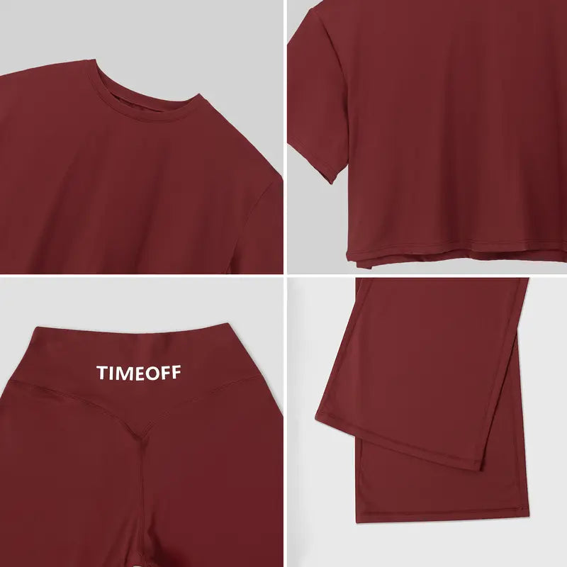 Oversized Crop Top & High Waist Wide Leg Pants Active Set