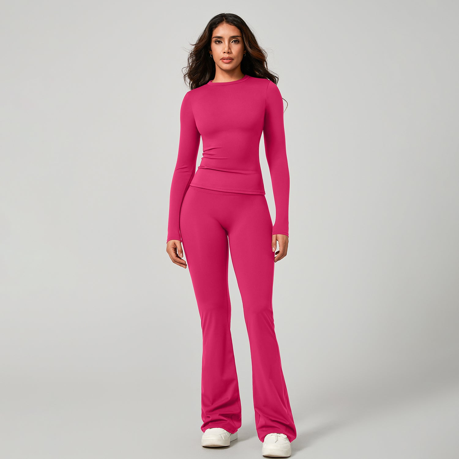 Long‑Sleeve Top & Flare Leggings 2‑Piece Active Set