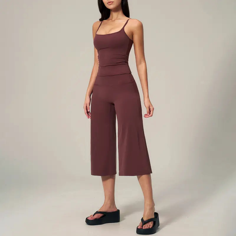 TIMEOFF Women's 2‑Piece Adjustable Strap Workout Set