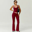 Two-Piece Color Block U-Neck Piped Tank & Bell Bottom Set