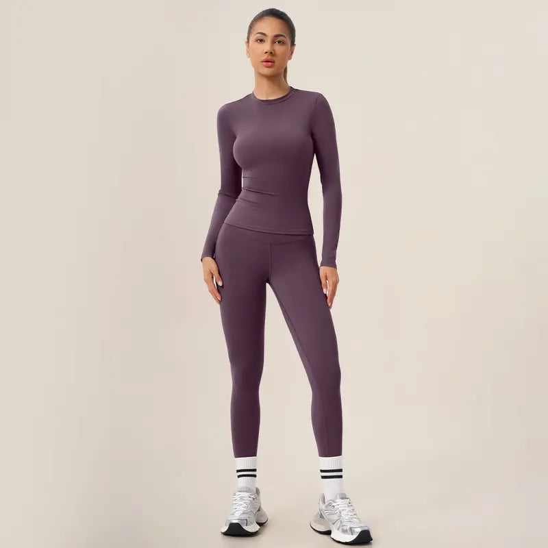 Long Sleeve Slim Top & High Waist Leggings Active Set