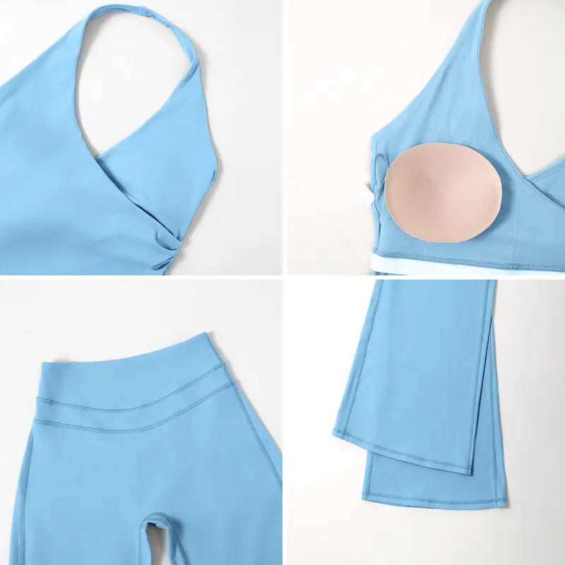 TimeOFF Women's 2-Piece  Deep V-Neck Activewear Set